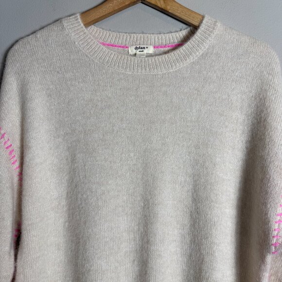 Dylan Harper Sweater Pullover Women's Small Tan Pink Knit Alpaca Wool Crewneck - Picture 6 of 14
